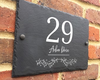 Rustic slate house sign farmhouse plaque door number
