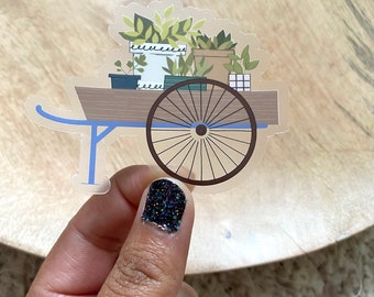 Wheel barrel / plant / 3” x 3”