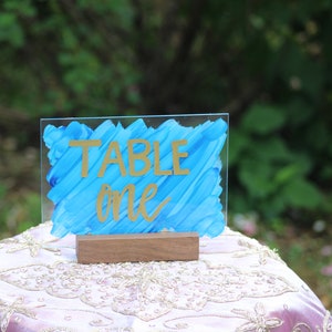 Acrylic Wedding Table Number with Painted Back