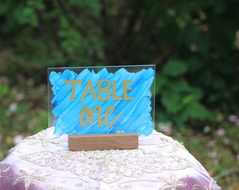 Acrylic Wedding Table Number with Painted Back