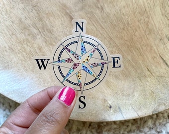 Compass Sticker/ Floral / 3” x 2.75”