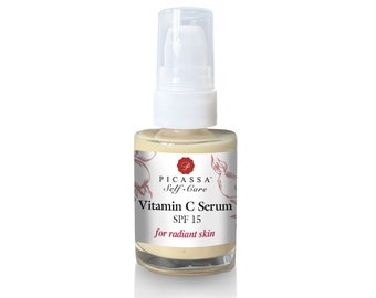 Vitamin C Serum, Organic Vitamin C Serum SPF15, All Natural Serum, Vitamin C, Brightening Serum