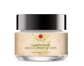 Lemongrass Breeze Body Lotion, Organic Vegan Body Lotion, Hydrating, 100% All Natural Body Lotion, Body Moisturizing Cream
