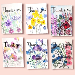 Danksagungs-Grußkarten Original Aquarell Grußkarten Aquarellkarten Blumen Aquarell Grußkarten Geschenkkarten Dankeschön-Kärtchen mit Umschlag