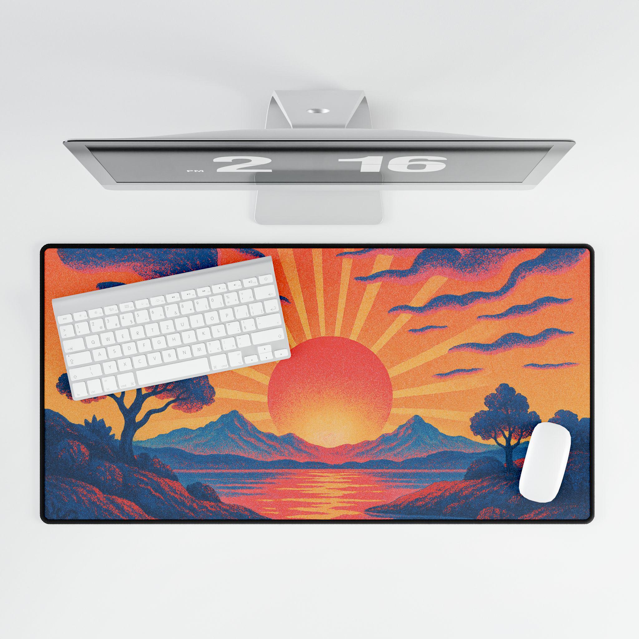 Sunrise Dreamscape Desk Mat | Large Gaming Mouse Pad | Surreal Landscape Office Decor | Aesthetic Desk Accessory Gift