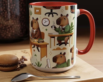 Capybara Coffee Mug - Cute Animal Lover’s Gift, Funny Desk Decor, Work from Home Tea Cup, 11oz & 15oz Ceramic Mug