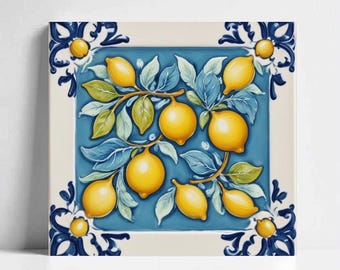 Painted Ceramic Tiles With Lemons From the Amalfi Coast - Etsy