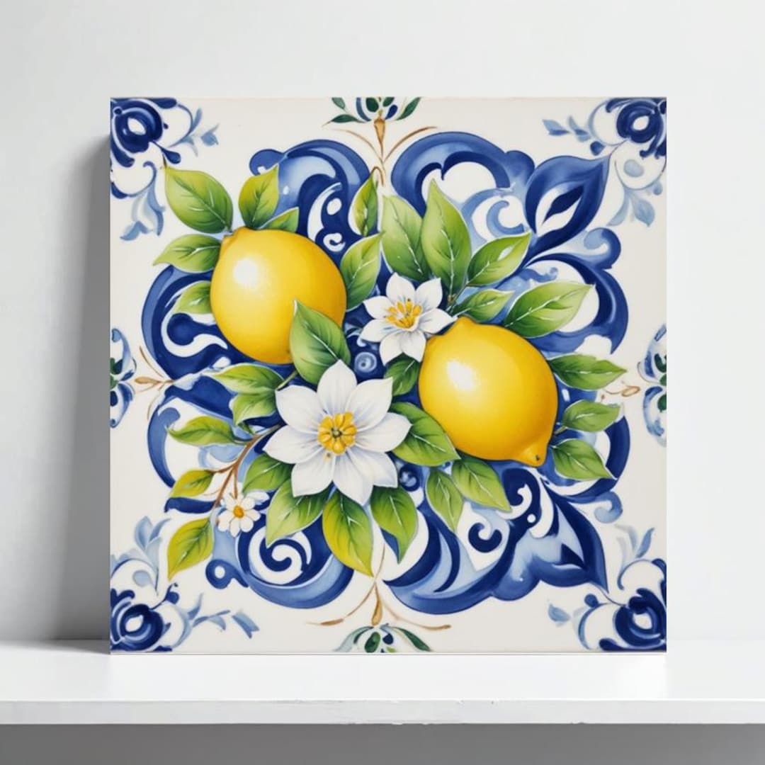Amalfi Lemon Tile – Italian Watercolor Ceramic Majolica for ...