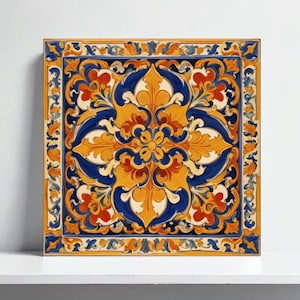 Caltagirone Tiles – Sicilian Majolica Italian Wall Art Ceramic for Kitchen Backsplash, Bathroom Wall,Shower Accent, Fireplace, Sink Surround