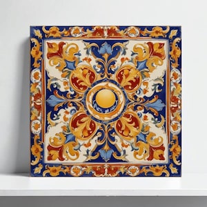 Caltagirone Tile – Sicilian Majolica Ceramic for Mediterranean Kitchen Backsplash, Italian Bathroom Wall Art, Shower, Fireplace, Sink Accent