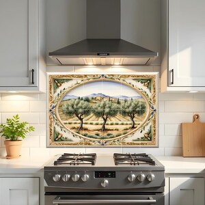 Italian Tile Mural Backsplash Olive Tree Wall Art Tuscan Kitchen Bathroom Decor
