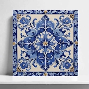 Blaue Amalfi Majolika Fliese: Mediterrane Keramik Wandkunst