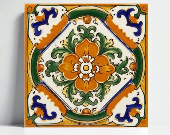 Płytka ceramiczna Deruta Floral: włoska majolika ścienna