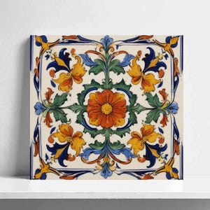 Italienische Majolica Fliese - Deruta Floral Keramik Wandkunst für mediterrane Küche Backsplash, Badezimmer Dusche, Kamin & Waschbecken Dekor