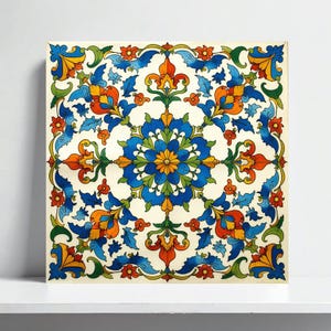 Sicilian Majolica Tile Wall Decor for Mediterranean Backsplash, Caltagirone Ceramic, Italian Kitchen Art,Tiles for Small Bathroom, Fireplace