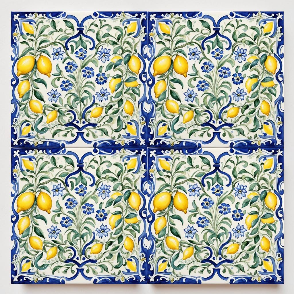 Amalfi Lemon Tile: Italian Majolica Ceramic Wall Art - Etsy