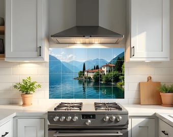 Lake Como Tile Mural – Italian Kitchen Backsplash, Mediterranean Decor