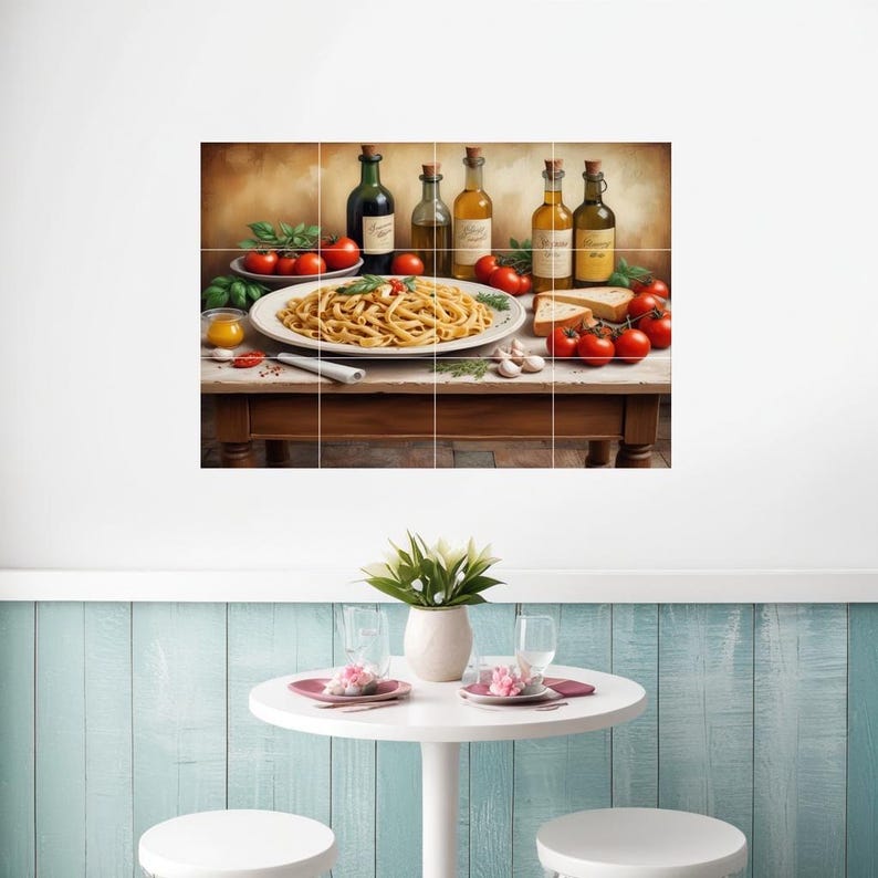 Italian Food Tile Mural Backsplash – Mediterranean Kitchen Wall Art ...
