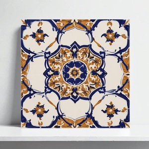 Italian Majolica Tile – Faenza Floral Ceramic for Mediterranean Kitchen Backsplash, Bathroom Wall Art,Fireplace, Shower & Sink Decor,Coaster