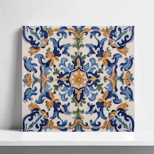 Italienische Majolica Fliese - Deruta Floral Keramik für mediterrane Küchen Backsplash, Badezimmer Duschwand, Kamin Akzent & Waschbecken Dekor
