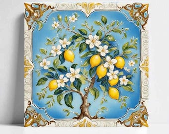 Azulejo cerámico de limonero Amalfi: protector contra salpicaduras de cocina mediterránea