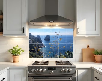 Capri Italien Fliesenbild - Küstenküchenrückwand, italienische Inselkunst