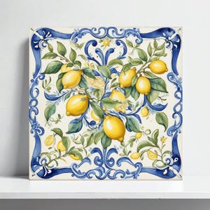Amalfi Lemon Ceramic Tile – Mediterranean Style Wall Decor for Kitchen Backsplash, Bathroom Accent, or Italian Majolica Blue Home Design
