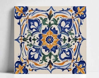 Azulejo de mayólica Deruta: arte mural cerámico floral italiano