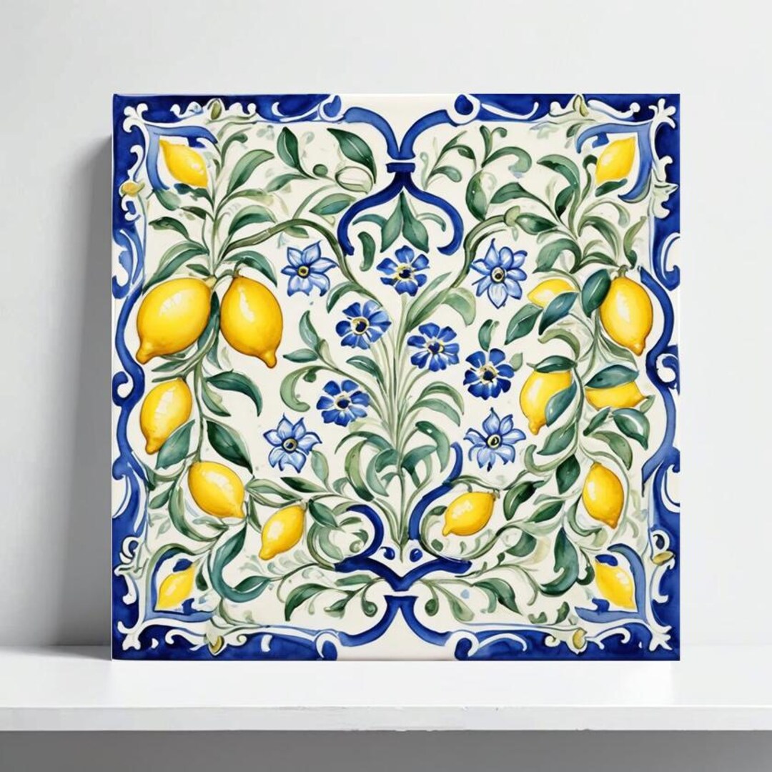 Amalfi Lemon Tile: Italian Majolica Ceramic Wall Art - Etsy