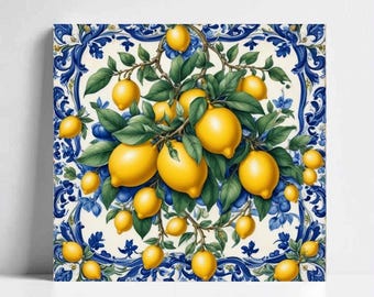 Azulejo Amalfi Lemon: Arte cerámico de mayólica italiana para salpicaderos de cocina