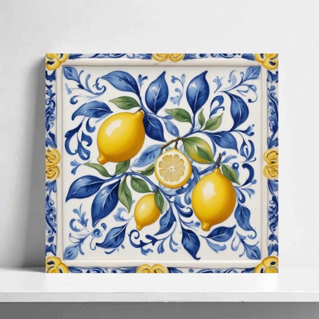 Amalfi Lemon Tile: Italian Majolica Ceramic Kitchen Backsplash - Etsy