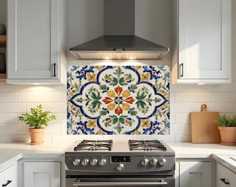Italian Majolica Floral Tile Mural Ornamental Botanical Kitchen Backsplash