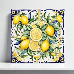 Amalfi Lemon Ceramic Tile Print – Mediterranean Backsplash, Italian Bathroom Accent, Shower or Italian Majolica Fireplace, Lemon Home Decor