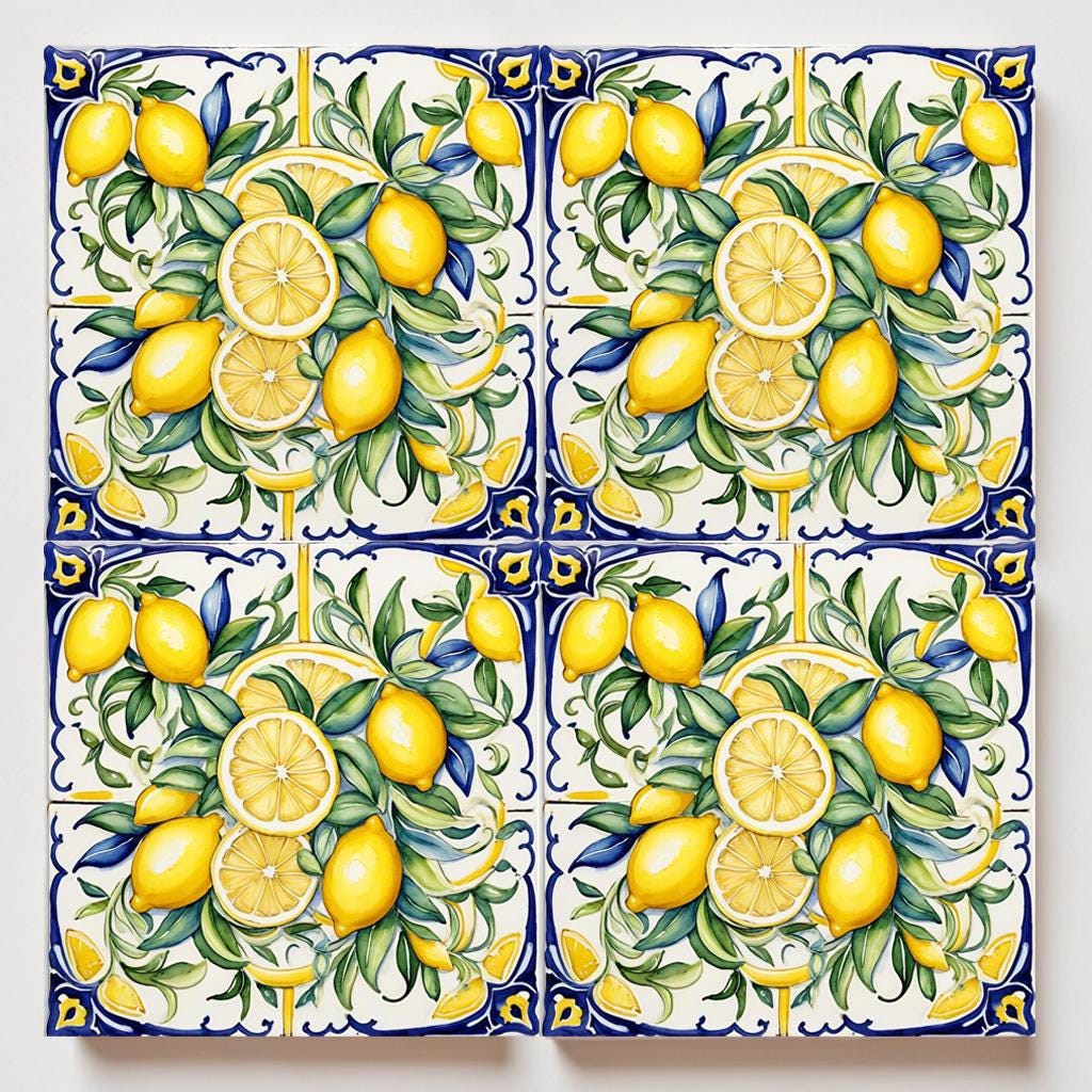 Amalfi Lemon Tile: Italian Ceramic Kitchen Backsplash - Etsy