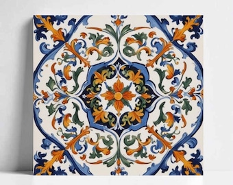 Azulejo floral Deruta: arte mural de cerámica mayólica italiana