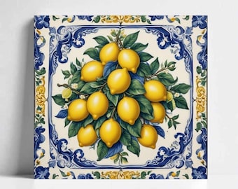Azulejo de mayólica italiana de limón – Revestimiento cerámico para salpicadero de cocina Amalfi