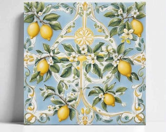 Azulejo cerámico Amalfi Lemon – Salpicadero de cocina mediterráneo de mayólica