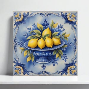 Amalfi Coast Tile Art – Lemon Fruit Majolica for Mediterranean Kitchen Backsplash, Bathroom Wall Decor, Fireplace Accent, Italian Home Style