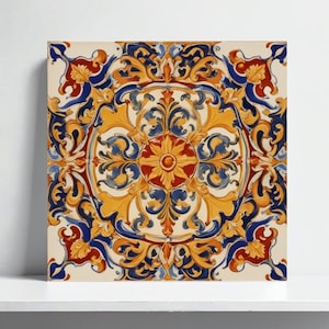 Caltagirone-Style Italian Tile –Mediterranean Majolica Ceramic for Kitchen Backsplash,Shower Accent Wall, Bathroom,Sink Splashback,Fireplace