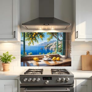Amalfikust citroen venster tegel muurschildering mediterrane keuken backsplash Italiaanse badkamer muurkunst