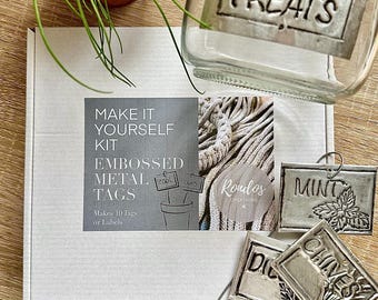 Metal Embossing Kit - Embossed Metal Tag Kit DIY - Aluminium Label Making Kit - Beginner Craft Kit - Plant Tags