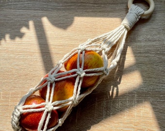 Macrame Hanging Fruit Storage Bag, Cotton Onion Keeper