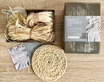 Make it Yourself Raffia Coaster Kit - in a Limited Edition Vintage Tin.
