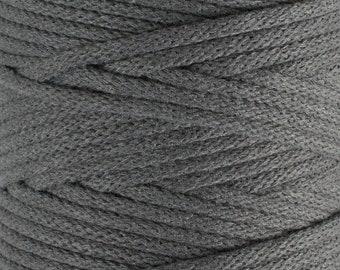 5mm Slate Grey Braided Cotton Cord - UK Made Macrame Supplies