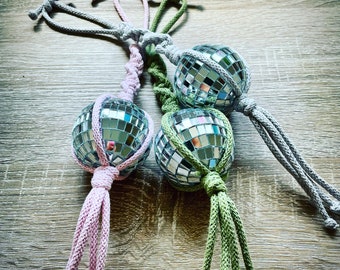 Macrame Disco Ball - for car, window or tree decoration.