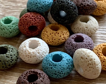 Lava Stone Coloured Large Hole Bead - 10 Available Colours