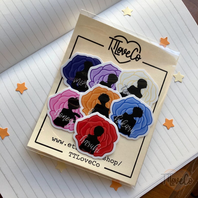 kawaii Host Club Rose Silhouette Sticker Set anime senpai journal stickers | journal ohshc stationary