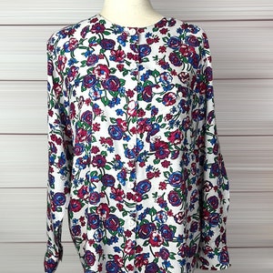 Oscar de la Renta Expressions Vintage Floral Blouse Tunic Top
