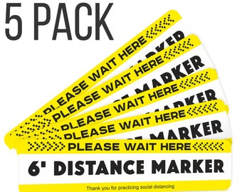 6 Feet Floor Distance Markers 5 Pack Carpet | Anti-Slip Safety Signs Workplace School Retail