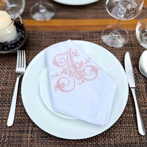 Personalized Monogram Napkins – Embroidered 100% Cotton 18&#39;&#39;x18&#39;&#39; Napkin – Custom Initial for Wedding, Party, Birthday, Decor